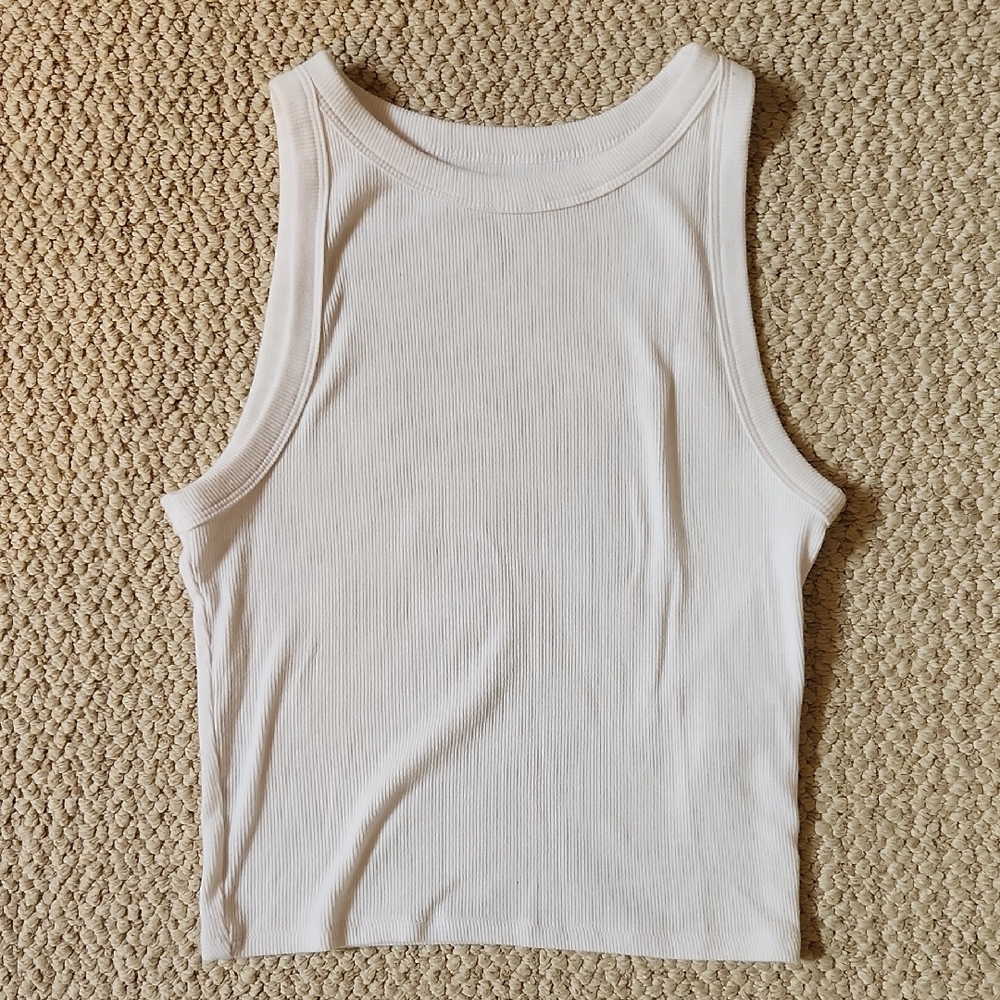Hollister Cream Ribbed Fitted Tank Top